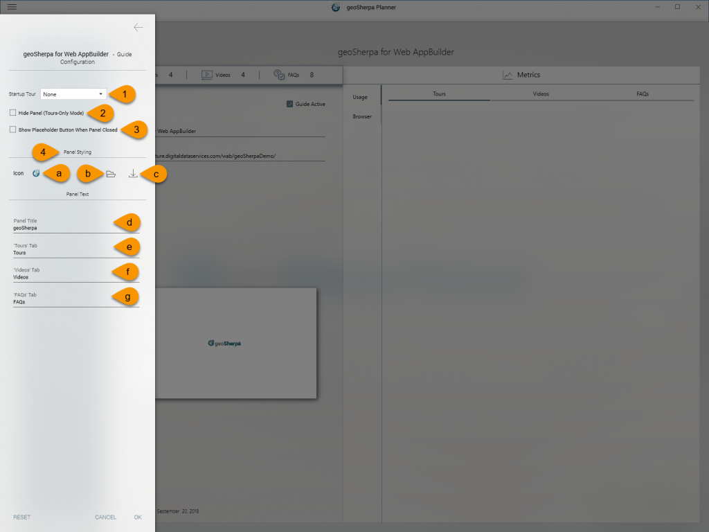 geoSherpa Planner Configure Guide Settings