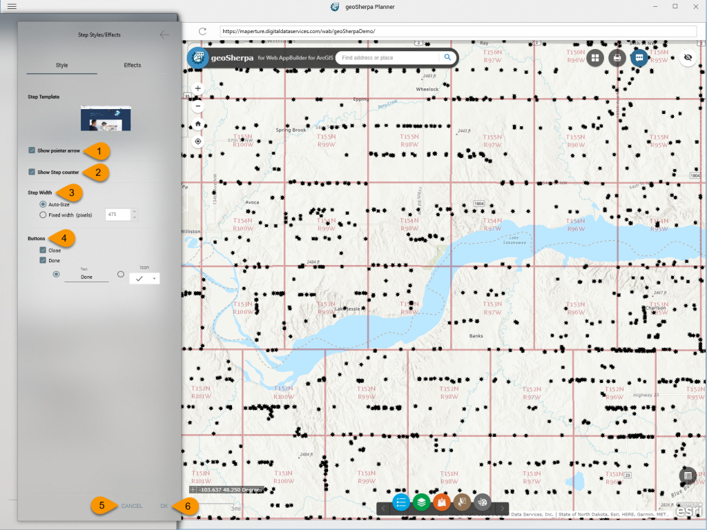 geoSherpa Planner Tour Steps Style Tab