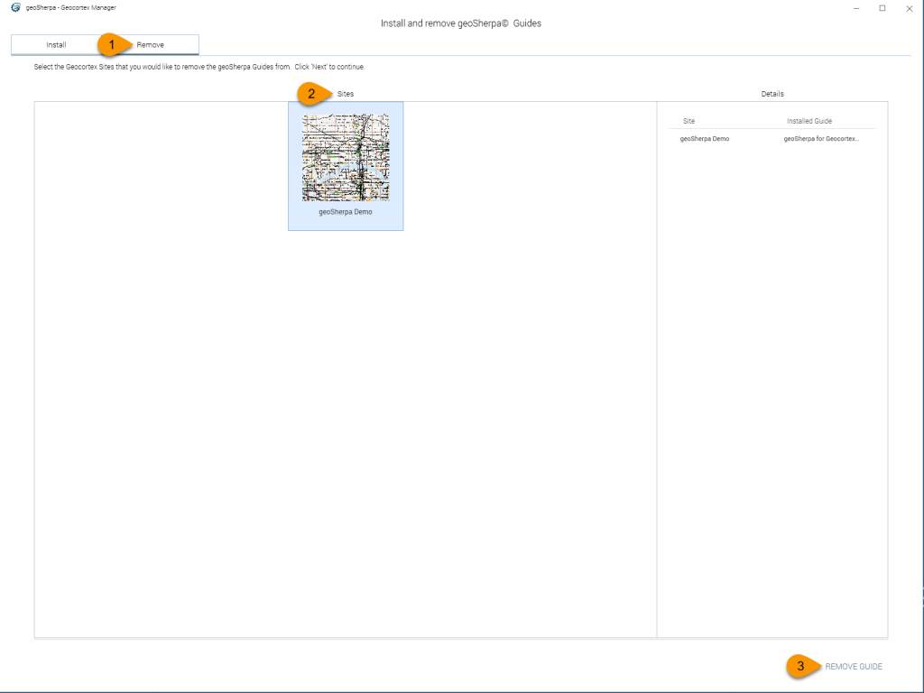 geoSherpa Deployment Tool Remove